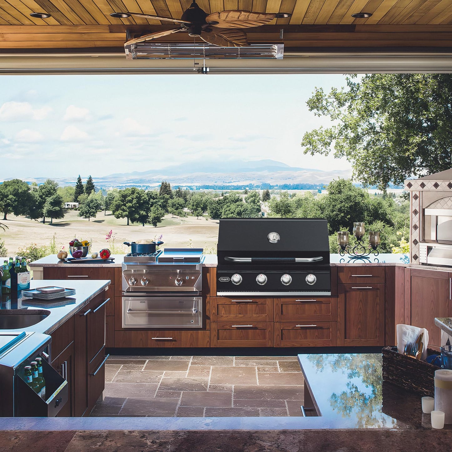 Hygrill STD Series 32-Inch Built In Grill for Natural Gas, Stainless Steel Outdoor Kitchen 4-Burner Grill Head, Black
