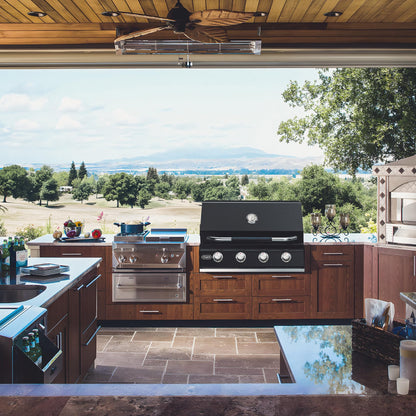 Hygrill STD Series 32-Inch Built In Grill for Natural Gas, Stainless Steel Outdoor Kitchen 4-Burner Grill Head, Black