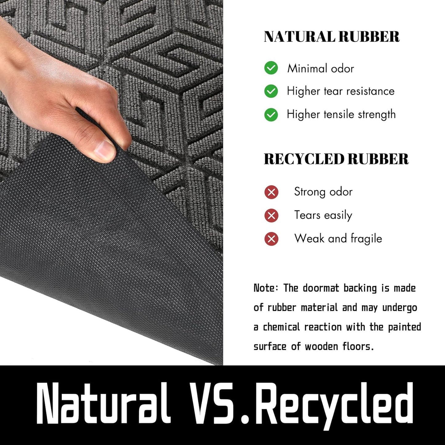 Yimobra Gray Front Door Mat - Indoor Outdoor Doormat, Heavy Duty Non-Slip Dirt Trapping Mats, 17x29.5 Inch