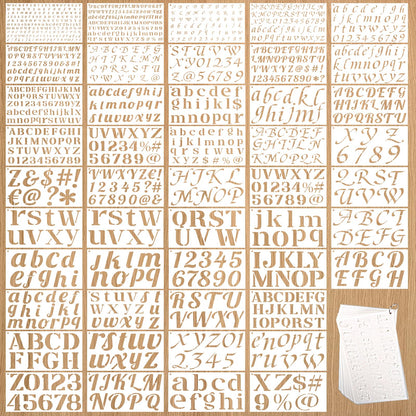 1/3, 1/2, 3/4, 1, 3/2, 2 Inch Letter Stencils for Painting,45 Pack Alphabet and Number Stencils for Crafts Reusable for Art Projects Scrapbook Home Decor