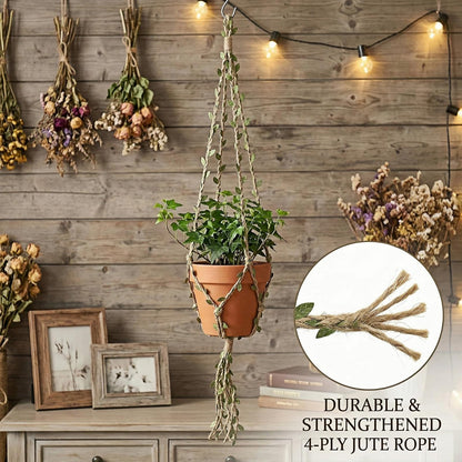 XYXGFCHP Burlap Leaf Ribbon, 196Ft (2x98Ft) 5mm Natural Jute Twine with Artificial Green Leaves & Vine for DIY Crafts, Gift Wrap, Jungle Safari Party, Baby Shower, Rustic Wedding, Garden & Home Decor