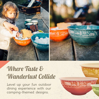 Melamine Bowls with Lids - 4 BPA Free Nesting Bowls Set for Indoor & Outdoor Dining, Sturdy & Lightweight