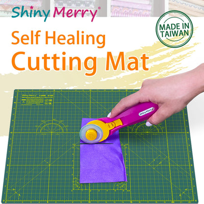 Shiny Merry Self Healing Cutting Mat A2 18"x24" – Double Sided 5-Ply Craft Mat for Sewing, Quilting, Fabric, Scrapbooking – Green/Green
