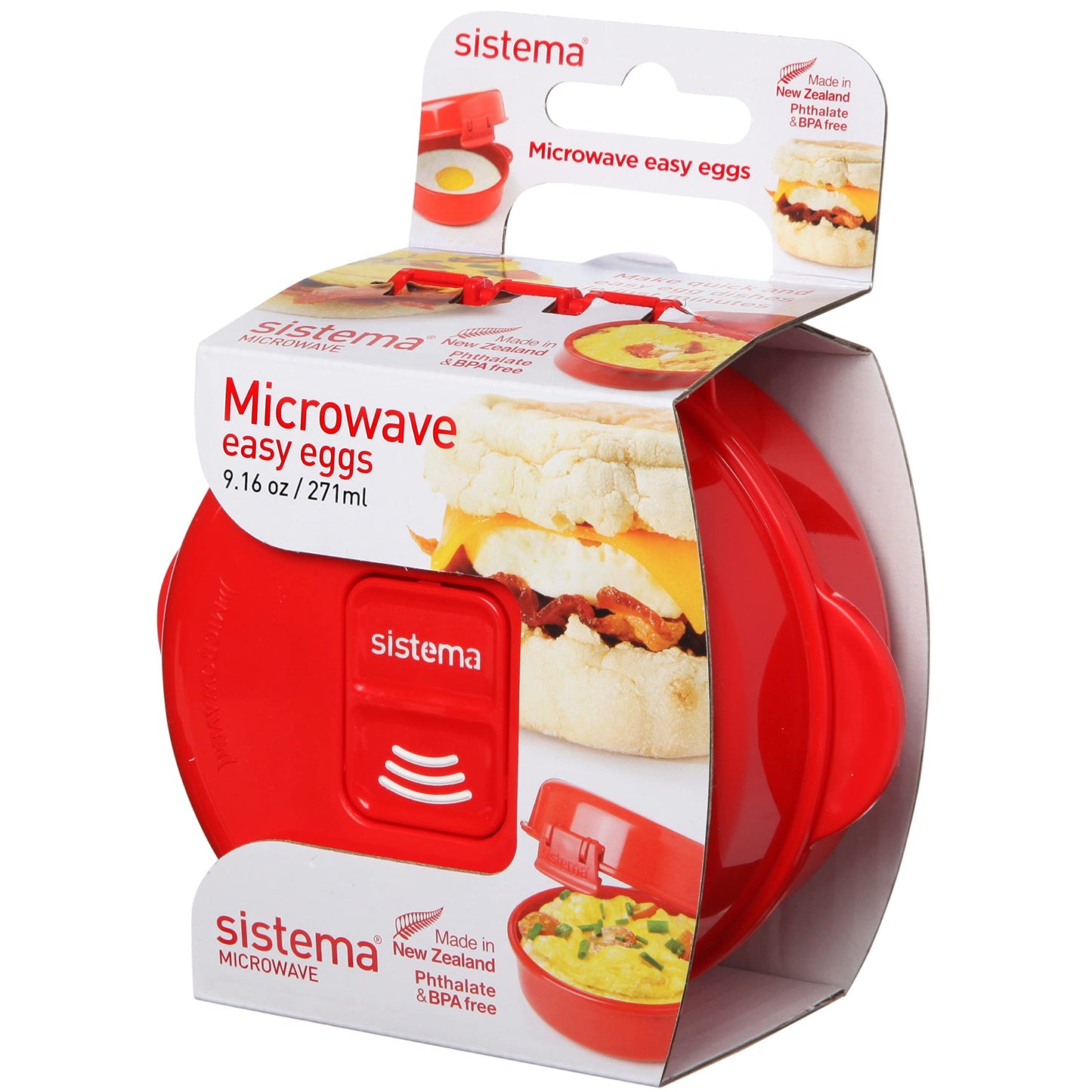 Sistema Easy Eggs Microwave Egg Cooker 270 ml Egg Poacher with Steam Release Vent BPA-Free Red 1 Count