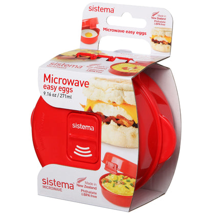 Sistema Easy Eggs Microwave Egg Cooker 270 ml Egg Poacher with Steam Release Vent BPA-Free Red 1 Count
