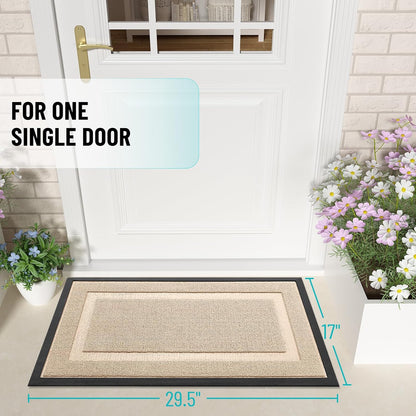 OLANLY Waterproof Front Door Mat - All-Season Indoor/Outdoor Doormat | Sturdy Natural Rubber, Easy Clean, 29.5x17 Off-White