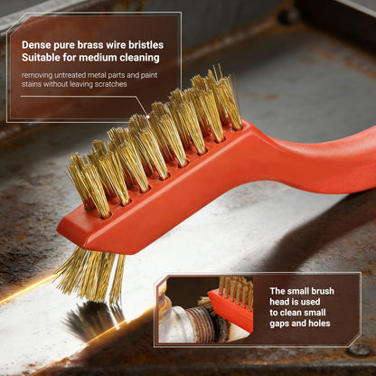 6 Pieces Brass Brush Set, Brass bristles for Cleaning Welding Slag and Rust,Scratch Brush with Mini Head & Hanging Hole for Everyday Cleaning