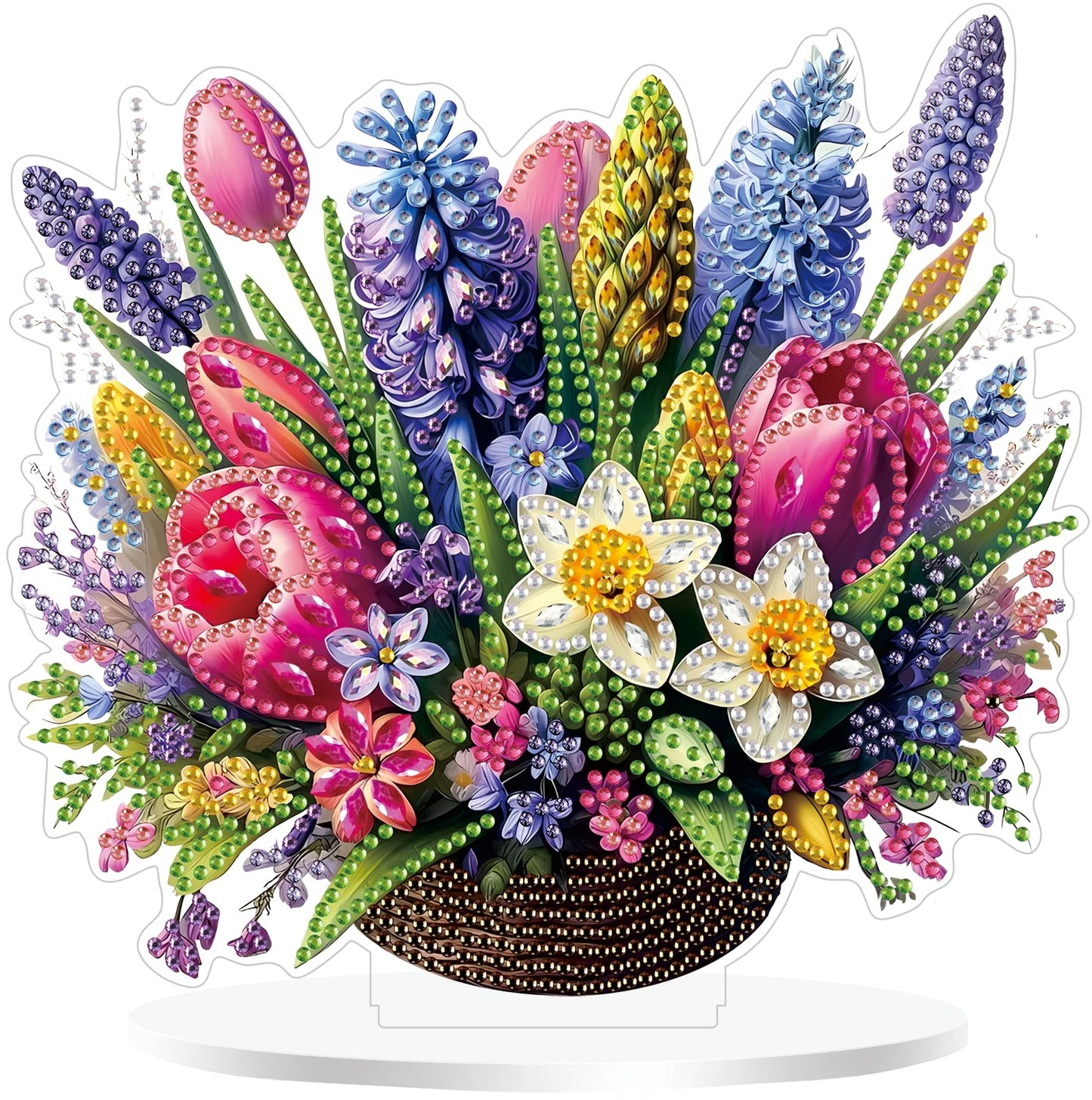 ZeeLionArt Tabletop Diamond Art Painting Kit for Adult,Flowers DIY Special Shaped Rhinestone Desk Placement Ornament,Home Stand Up Gem Painting Craft Kit,Gift,Double Sided.