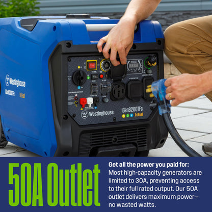 Westinghouse 8200 Peak Watt Tri-Fuel Portable Inverter Generator, Remote Electric Start, Transfer Switch Ready, Gas, Propane, Natural Gas, Low THD, Safe for Electronics, Parallel Capable, CO Sensor