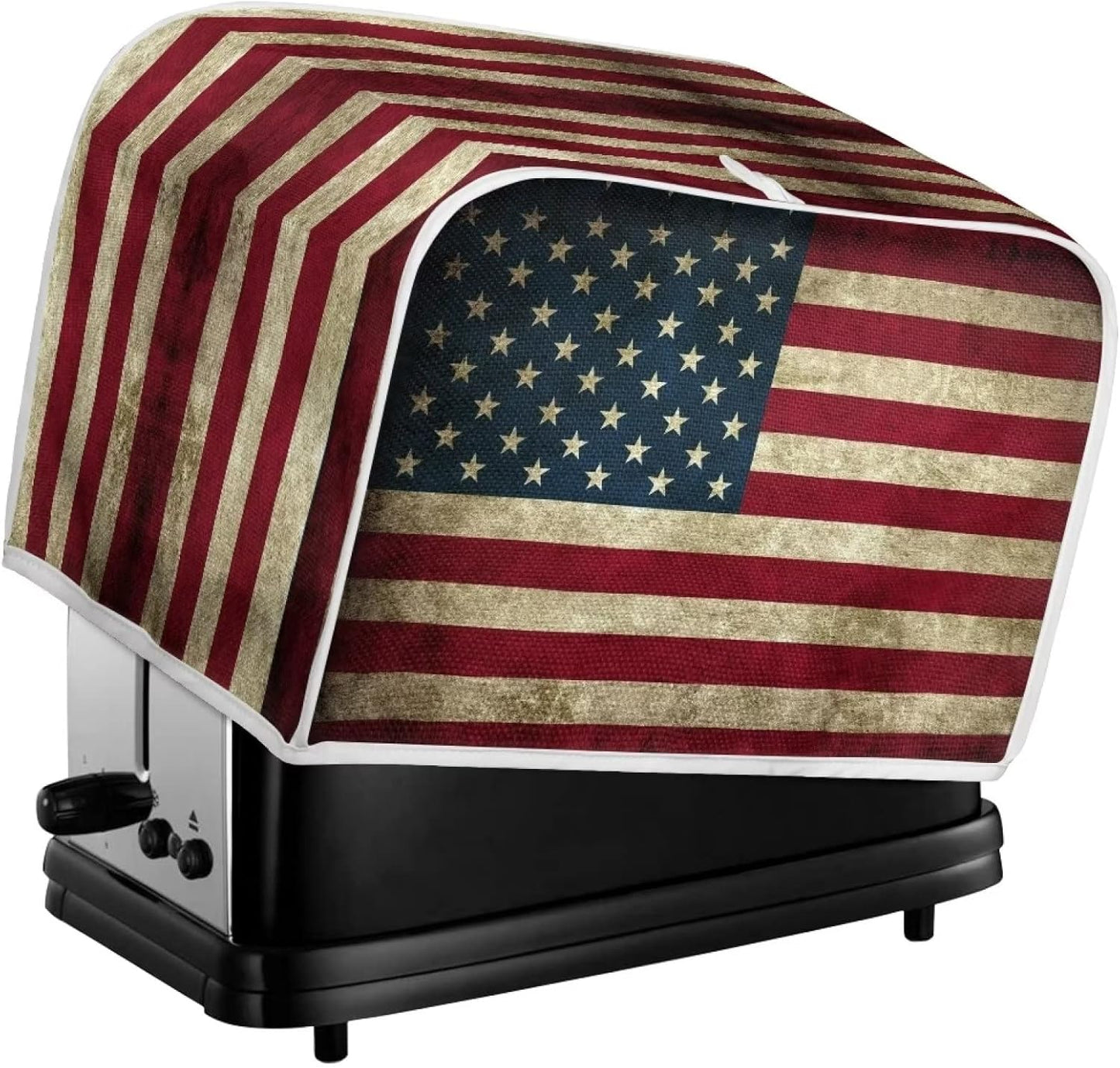 Mumeson American Flag Print Toaster Cover, 4 Slice Dustproof Covers, Stain Resistant Bakeware Protection Decor