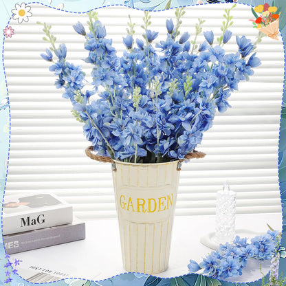 Ovveroche 10 Pcs Delphinium Artificial Flowers for Decoration, 33.86 Inch Long Stem Larkspur Fake Flowers Light Blue Faux Silk Bouquets for Tall Vase Wedding Home Decor Floral Arrangements(Dark Blue)