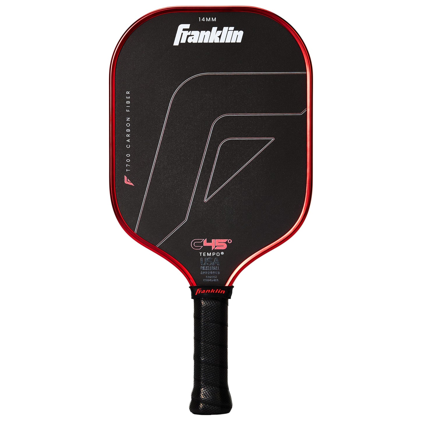 Franklin Sports PRO Pickleball Paddles – C45 Carbon Fiber Series - Official USAP + UPA Approved – Pro Player Design, TEMPO 14MM RED