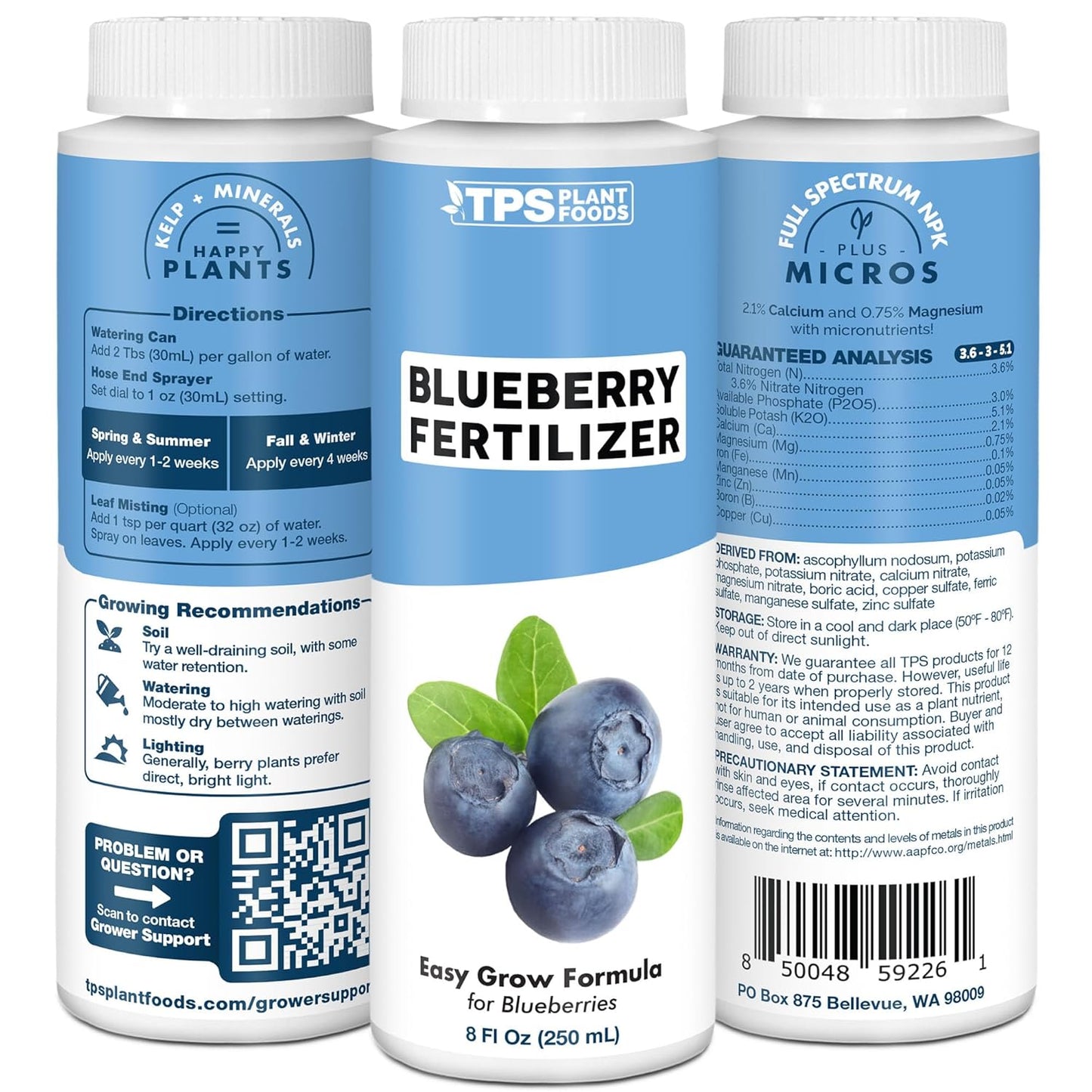 32 oz Blueberry Fertilizer Liquid Plant Food for Bigger Berries, Better Fruit Production & Stronger Root Development