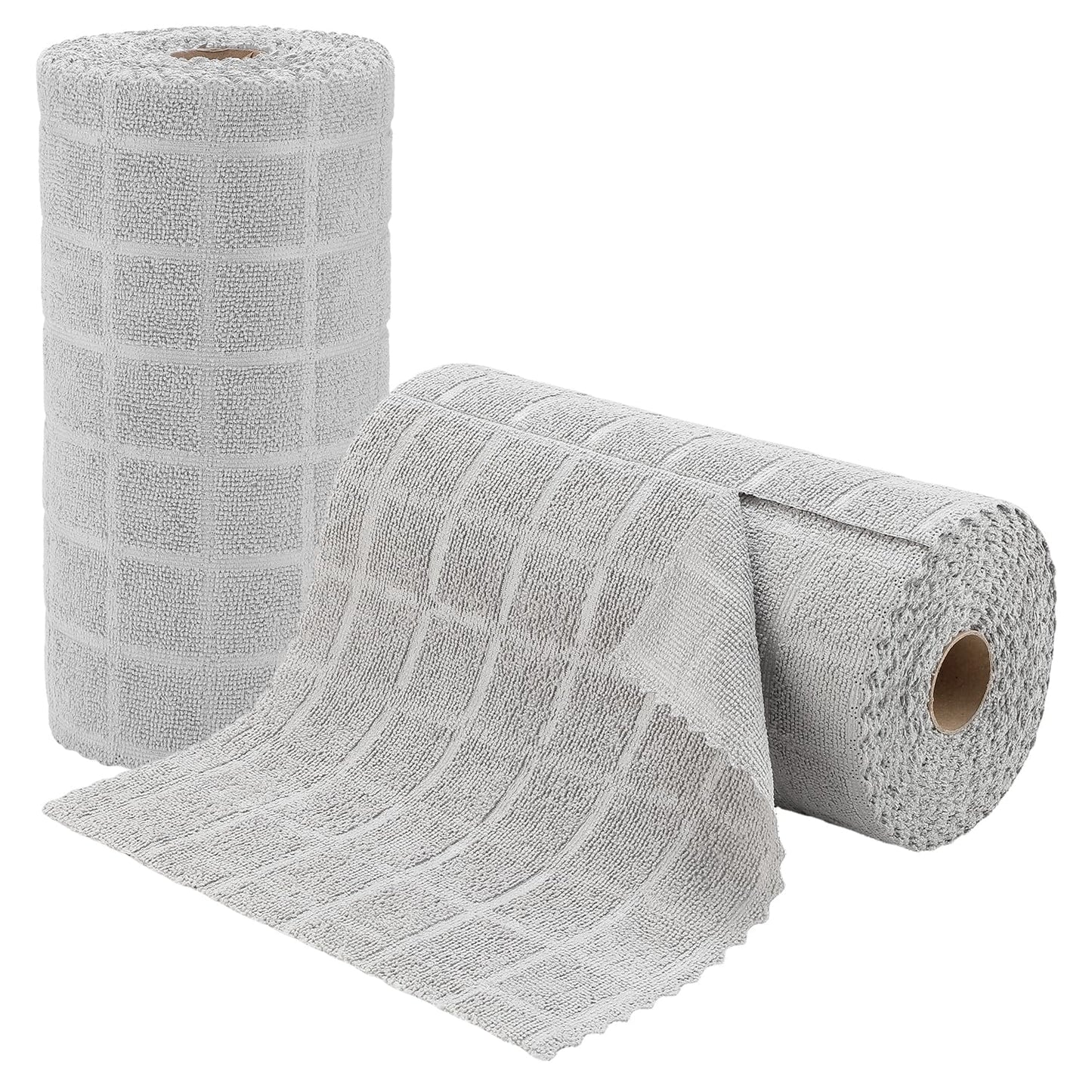Ferdilan 80 Pack Microfiber Cleaning Cloth Roll,Lint Free Rags Paper Towels & Tear Away Reusable Towels,Washable Shop Rags,Wash Cloths Dish Rags(12" x 12") for Car Kitchen Window Garage-Light Gray