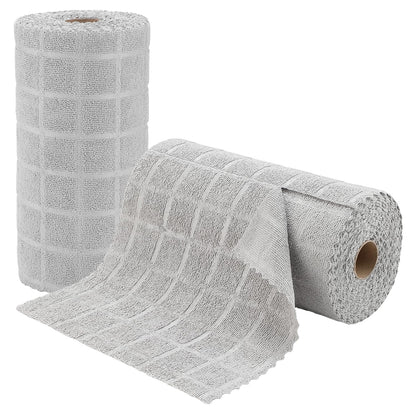 Ferdilan 80 Pack Microfiber Cleaning Cloth Roll,Lint Free Rags Paper Towels & Tear Away Reusable Towels,Washable Shop Rags,Wash Cloths Dish Rags(12" x 12") for Car Kitchen Window Garage-Light Gray