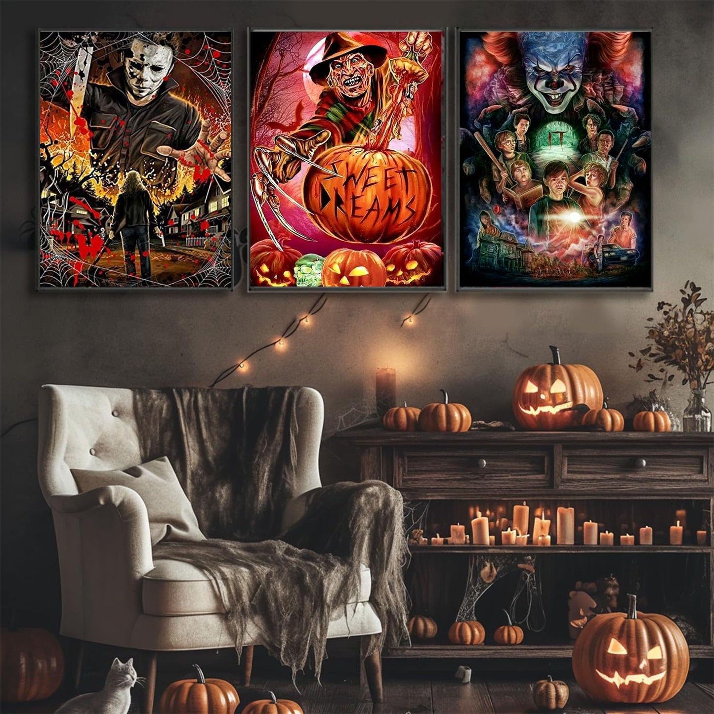 Sretoul 6 Pack Halloween Diamond Art Kits for Adults, Diamond Painting Kit Beginners Halloween, Horror 5D Gem Art for Adults with Round Gem Painting Gift Home Wall Decor 12x16 Inch