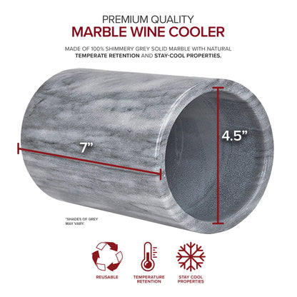 Modern Innovations Marble Wine Chiller Bucket - Wine Bottle Cooler for Parties – Keep Beverages Chill in This Champagne/Wine Bucket – Marble Wine Bottle Chiller – Holds 750ml Bottle (Grey)