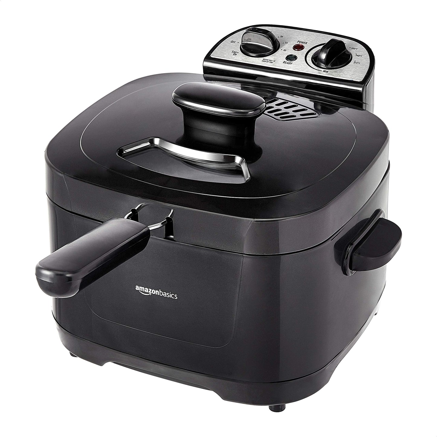 Amazon Basics 2.1-Qt (2.0L) Electric Deep Fryer with 8-Cup Oil Capacity, Adjustable Temperature Control, Timer, Easy Draining Removable Basket, Viewing Window, 1500W, Black
