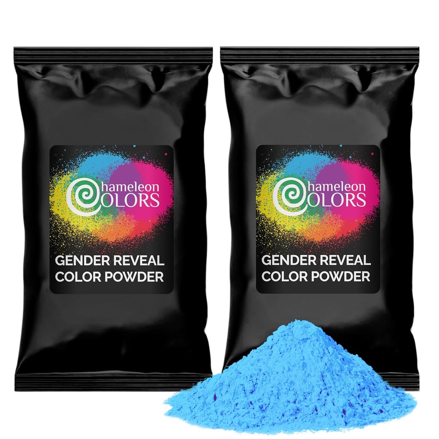 1 lb Chameleon Colors Blue Gender Reveal Powder - Blackout Kit - Two Bags - Vibrant Blue Color - Powder for Baby Boy