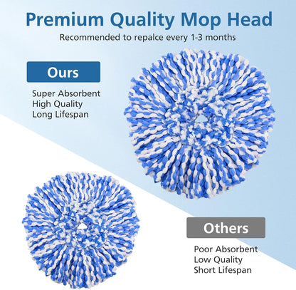 RinseClean 8-Pack Spin Mop Replacement Heads - Blue Microfiber Refills for O-Cedar 2-Tank System