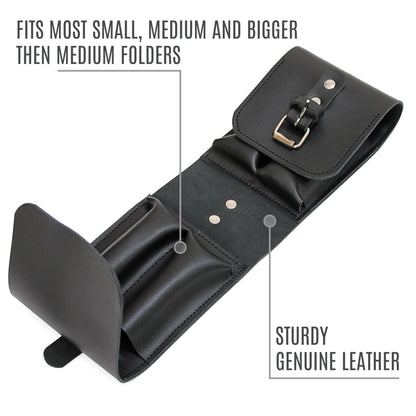 Leather Folding Knife Display Case Organizer for 4 Pocket Knives Case, Folding Knives Storage Holder, Knives Collection Pouch Bag VB4BL