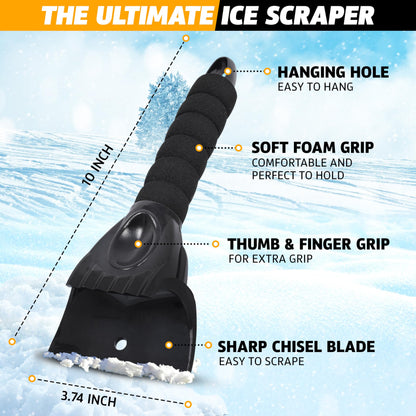 EcoNour Ice Scrapers for Car Windshield (1 Pack) | Car Ice Scraper | Window Snow Scrapper for Car to Remove Snow and Frost | Car Snow Accessories