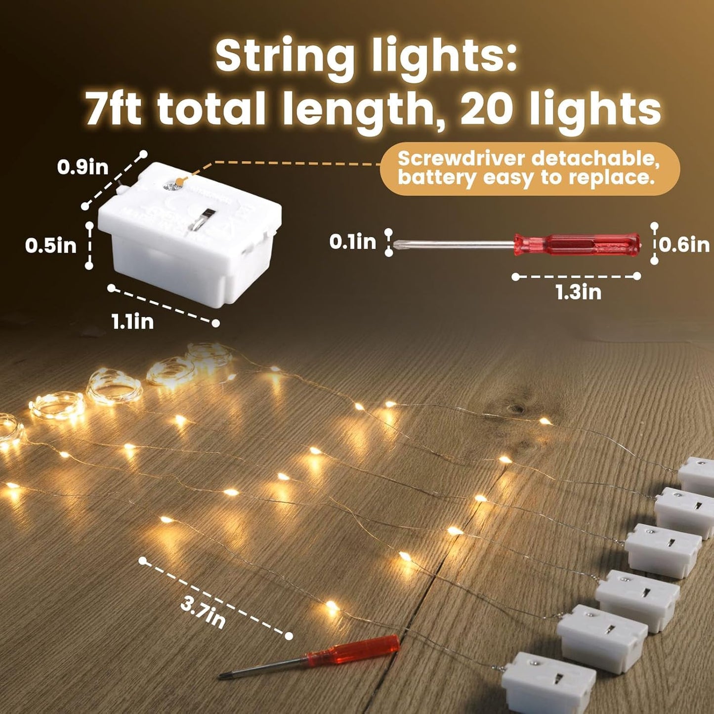 15 Pack 7Ft 20 DomeStar Fairy Lights Battery Operated, LED Waterproof String Lights Wire Firefly Starry Moon Light