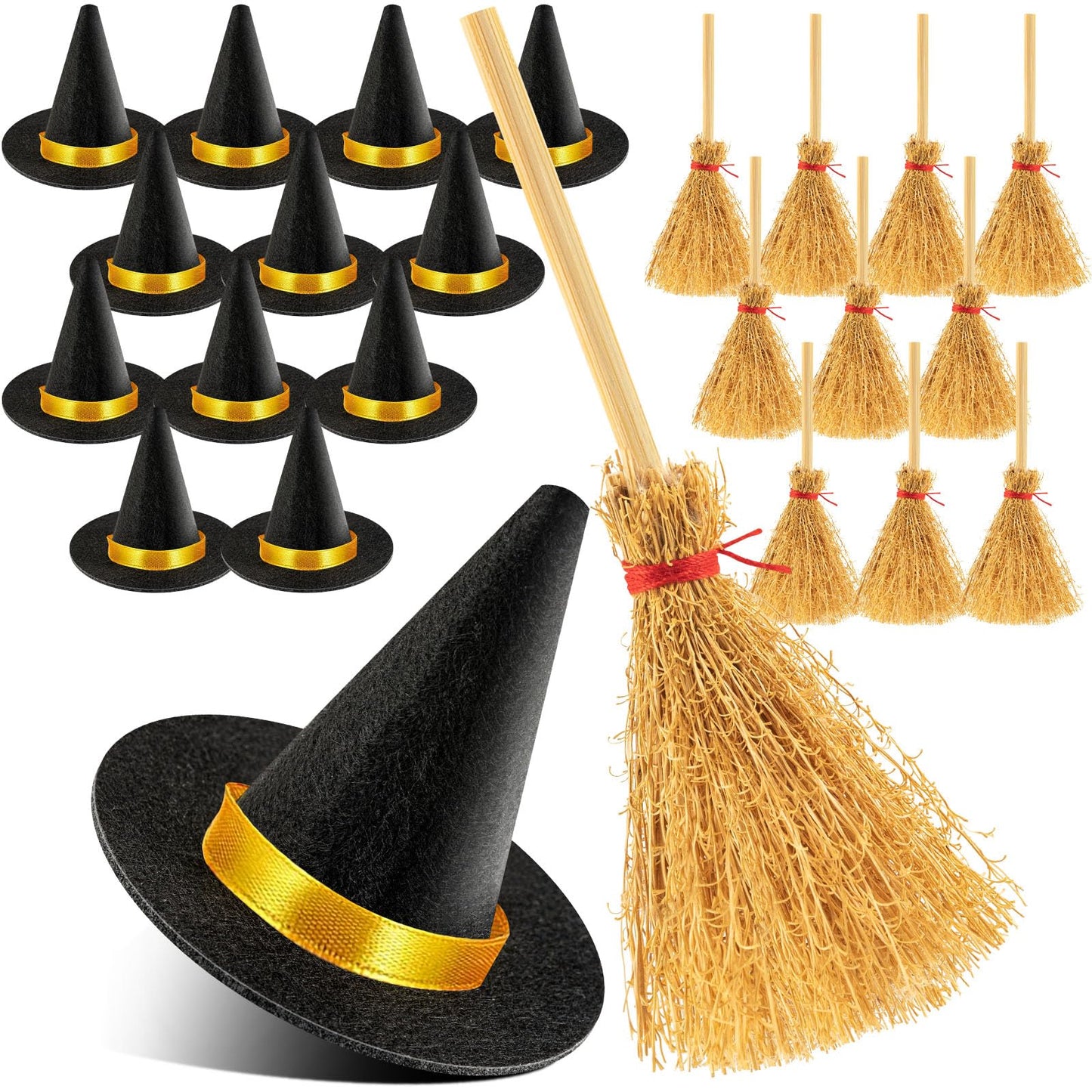 ZHWKMYP 28Pcs Mini Witch Hats, Small Witch Hat for Crafts Halloween Party Decorations