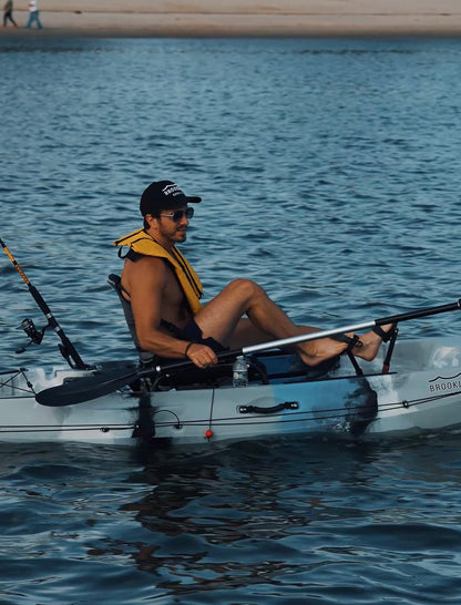 Brooklyn 10.0 Single Pedal Fishing Kayak by BKC, Lightweight Sit-On-Top Kayak with Flipper Drive, Rudder, Rod Holders & Cargo Storage
