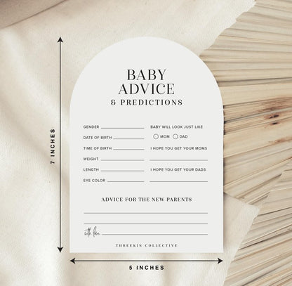 ThreeKin Collective Baby Shower Games Cards - 50 Baby Predictions and Advice Cards | 5x7 Inch Tall | Fun Gender Reveal Games for Boys & Girls | Perfect Baby Shower Game Set, US Owned Business