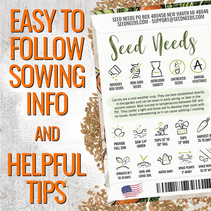(1 Pack) Seed Needs Carrot Seeds for Planting Tendersweet Carrots - Non-GMO Heirloom & Untreated Vegetable Seed