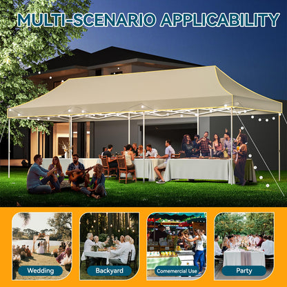 Hoteel 10x30 Pop Up Canopy Heavy Duty Without Sidewall, Waterproof Outdoor Event Tents, Easy Set-up Instant Tent with Hand Bag, Rope & Nail, Hexagonal Leg (1-Year Warranty,Upgrade)