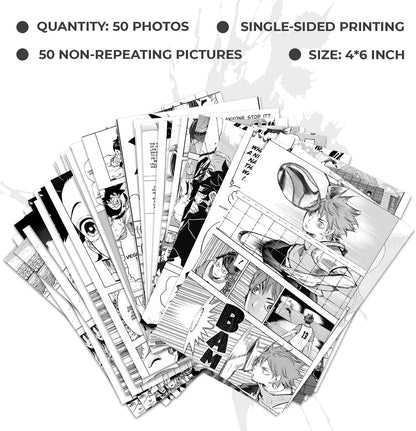 WOONKIT Anime Posters Pack - 50PCS 4X6 INCH MHA Anime Wall Collage Kit for Bedroom and Dorm Decor