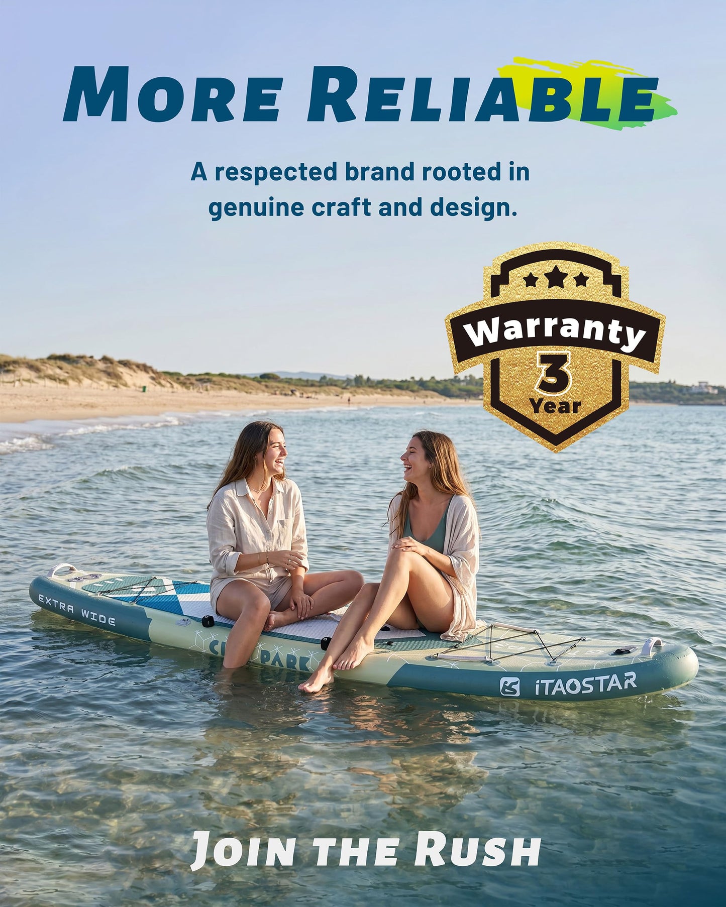iTAOSTAR C03A 35" Super Wide Paddle Board, More Fun Inflatable Paddle Board with 5 Fins, 12 Foot Stand Up Paddle Board with Premium SUP Accessories for Adults of All Skill Levels