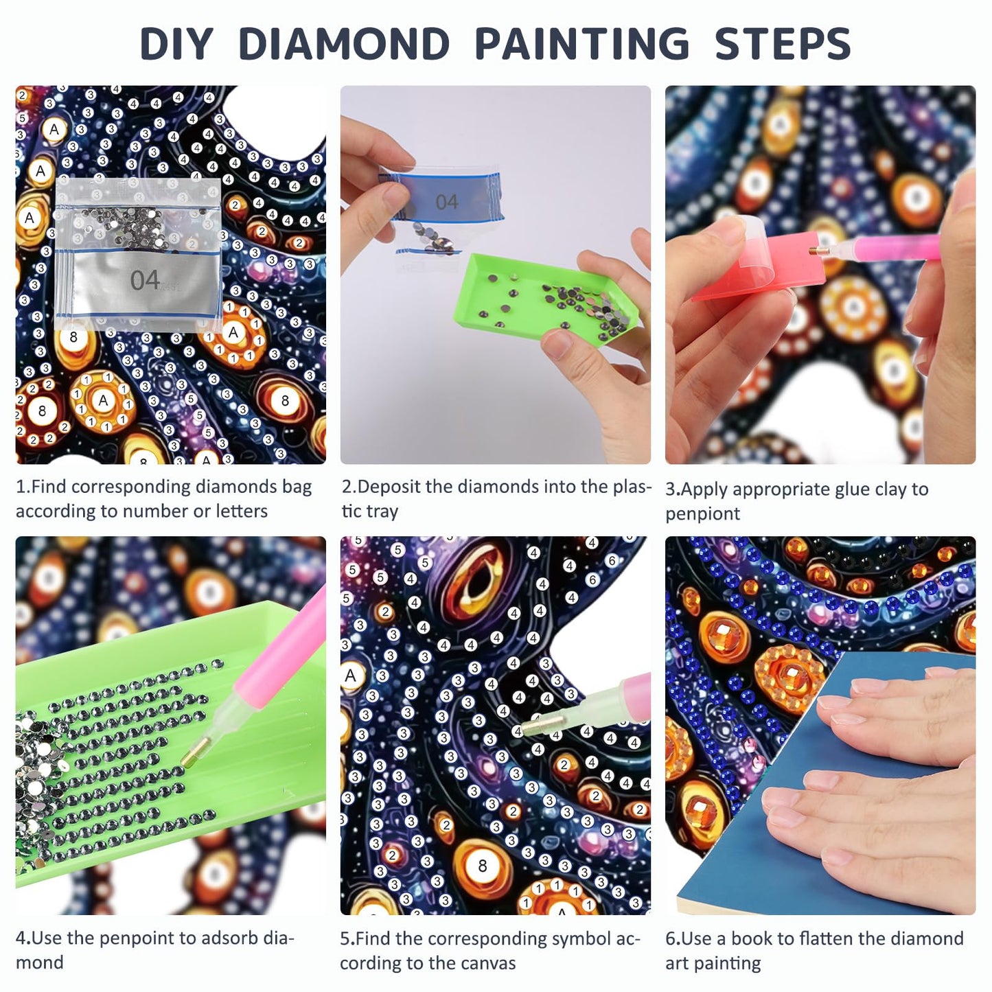 SENQAO Octopus Diamond Art Hanging Kit for Adult, Special Shaped Rhinestone, Double Sided DIY Acrylic Diamond Art Painting Window Pendants Home Garden Wall Hanging Kits Hanging Ornament