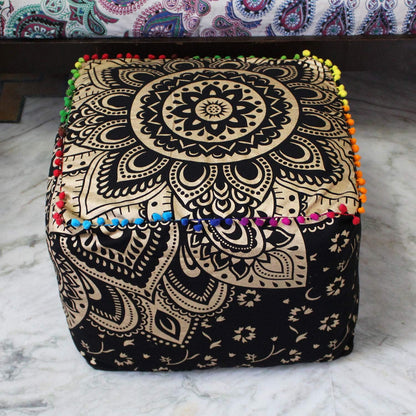 16X16X14 inches, CRAFT KALA Mandala Meditation Floor Pillows Cover Square Pillow Seating Hippie Decorative Adults
