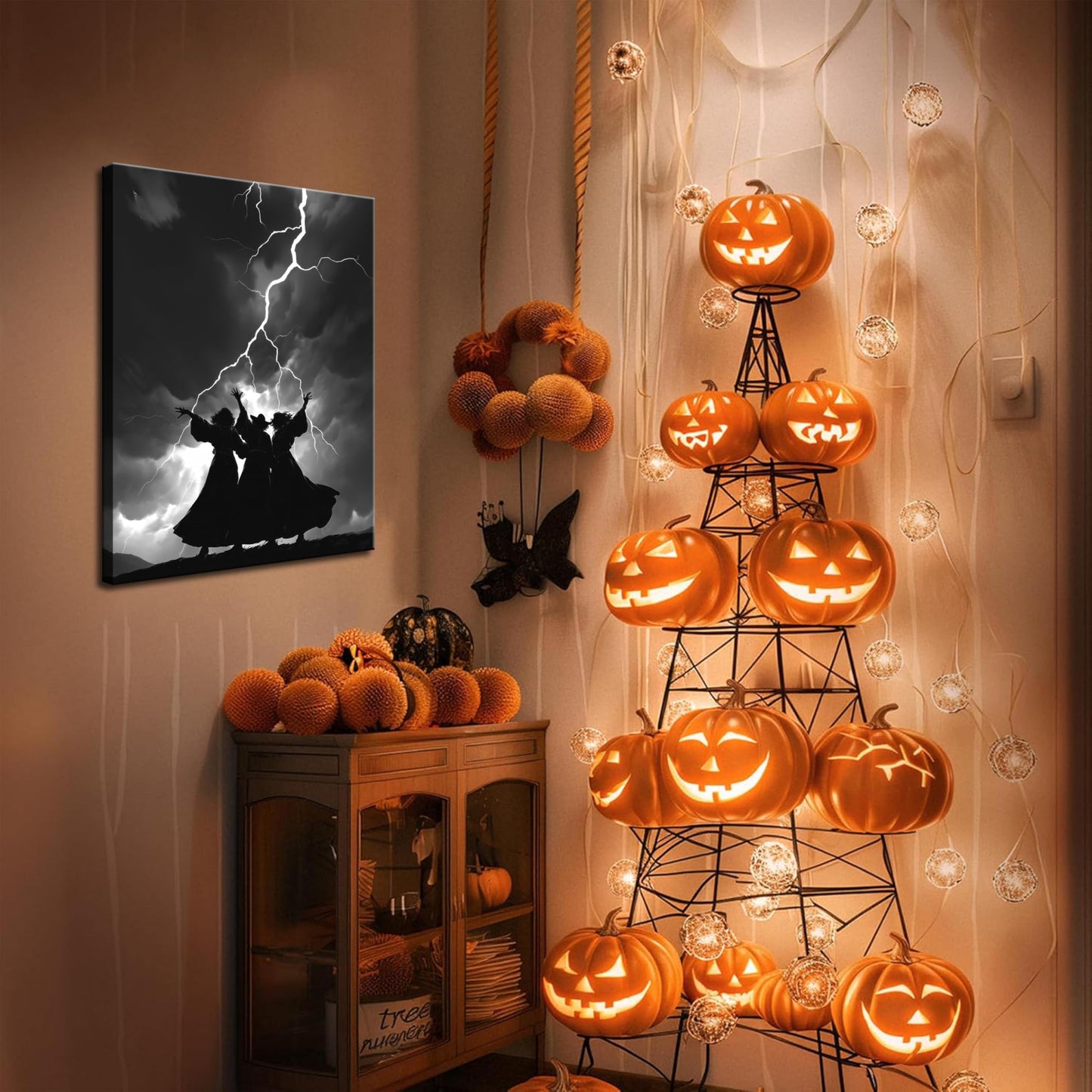 Framed Dark Gothic Canvas Wall Art Set of 3, Creepy Witchy Halloween Wall Decor Paintings, Crow and Skull Goth Aesthetic Posters Prints for Living Room Bedroom Bathroom Home Decor 12x16In