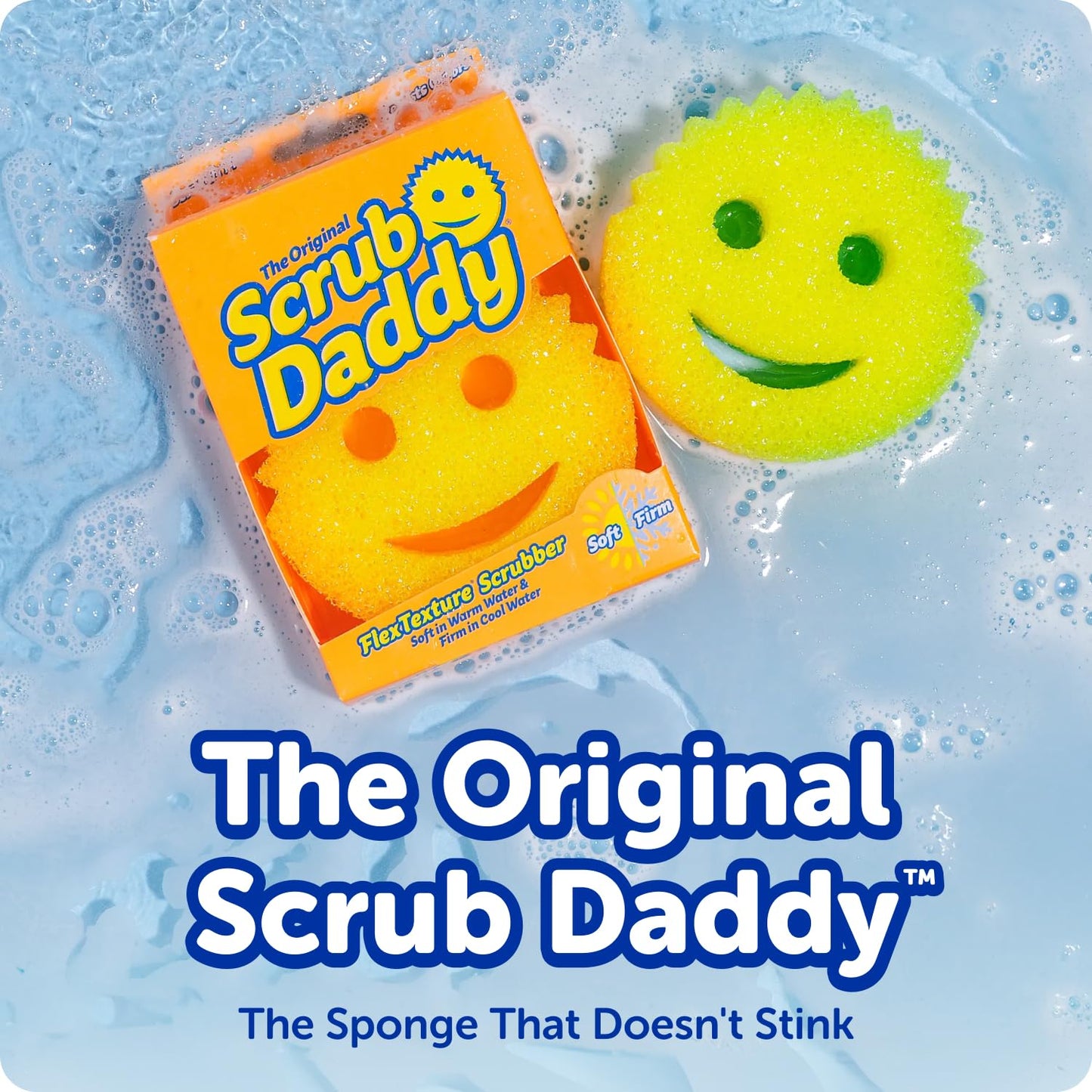 Scrub Daddy 6 Kitchen Sponges & 1 Daddy Caddy Dish Sponge Holder - BPA Free & Made with Polymer Foam - Stain & Odor Resistant, Scratch-Free Multipurpose Scrubbers