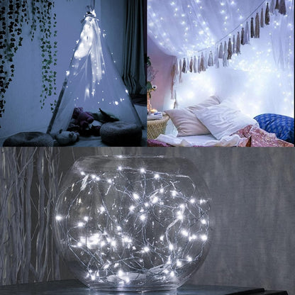 WATERGLIDE Mini String Lights - 24 Pack Battery Operated 7 ft Waterproof Silver Wire | Cool White LED Fairy Lights for Wedding & Party Decor