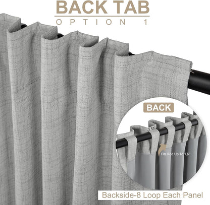 Skiennix 100% Blackout Linen Curtains - Thermal Insulated Drapes, 50" W x 90" L, Ash Grey - 2 Panels Set
