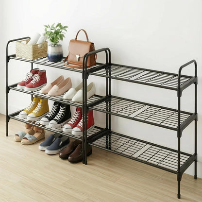 Tujurich 3-Tler Closet Shoe Rack Organlzer, Rustproof lron, Spaclous Shoe Storage Shelf for or Entryway, Fits Sneakers