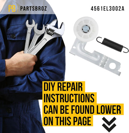 ParrtsBroz 4561EL3002A Idler Pulley Assembly, Compatible with LG Kenmore Washer Dryer, Replaces AP4438243