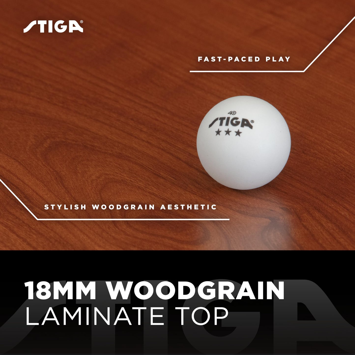 STIGA Ultra Indoor Table Tennis Table – 18mm Woodgrain Ping Pong Table with Steel Frame, Tournament Net & Post, Adjustable Leg Levelers, Modern Furniture-Style Design