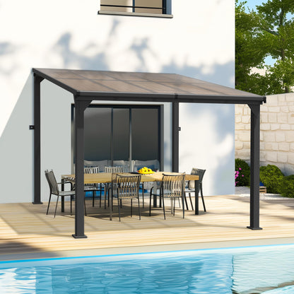 Patiopia 10 * 10FT Pergola,4 * 4 Inch Thickened Pillars & Enlarged Base,Outdoor Hardtop Lean to Gazebo,Wall Mounted Pergola,Pergolas Gazebos Clearance,Aluminum Frame Pergola,UV Resistant Patio Roof