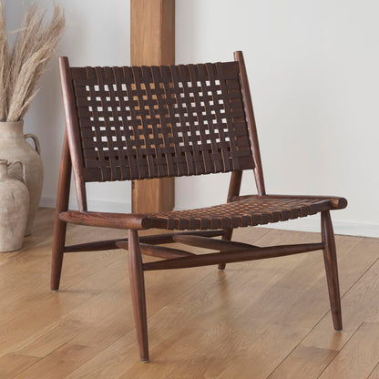 Safavieh Home Soleil Natural and White Leather Woven Accent Chair