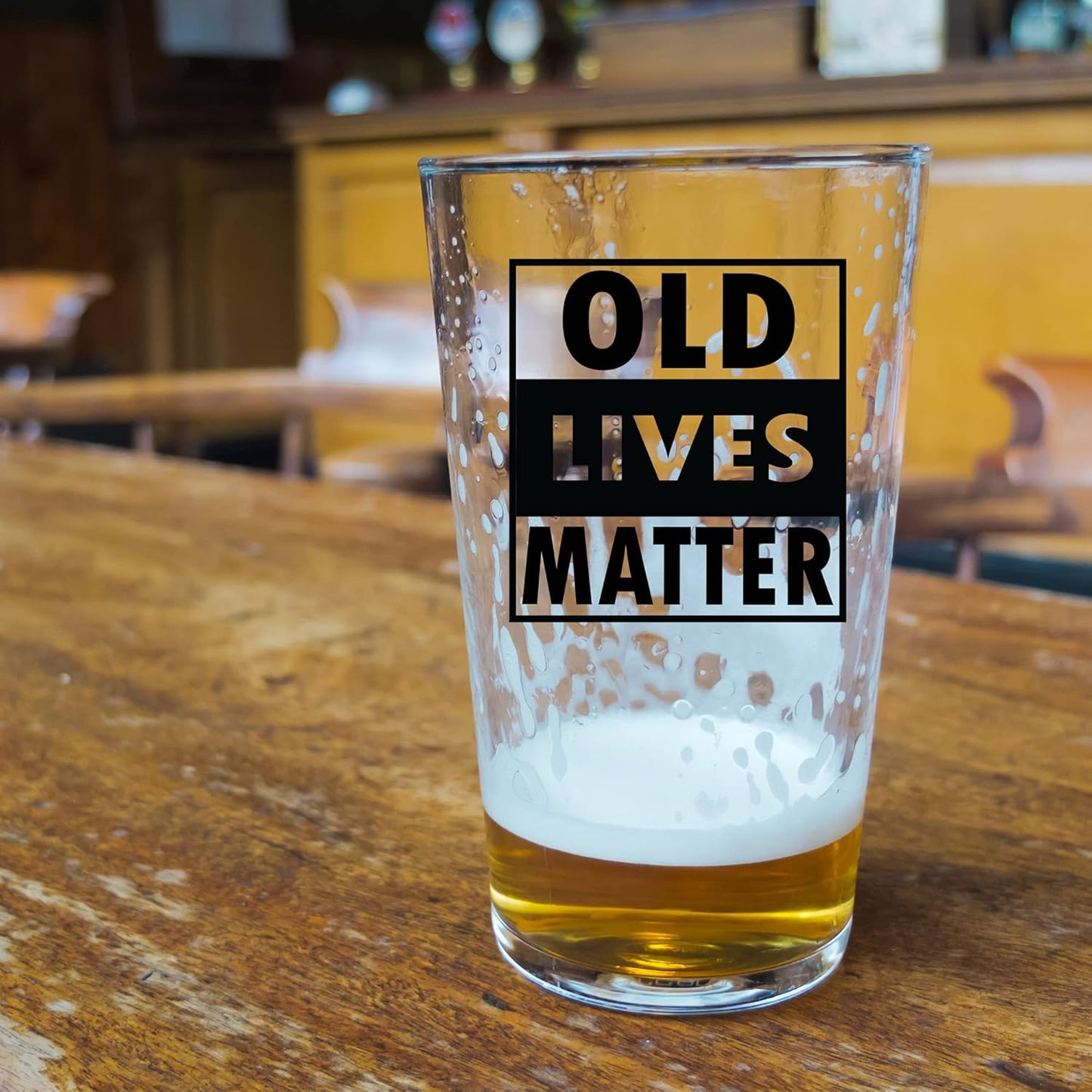 COOL AF Old Lives Matter Beer Glass - 16 Oz Funny Scratch Resistant Glass - Gag Gifts for Men, Birthday or Father’s Day