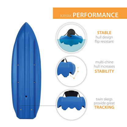 Lifetime Lotus Sit-On-Top Kayak with Paddle (2 Pack), Blue, 8'