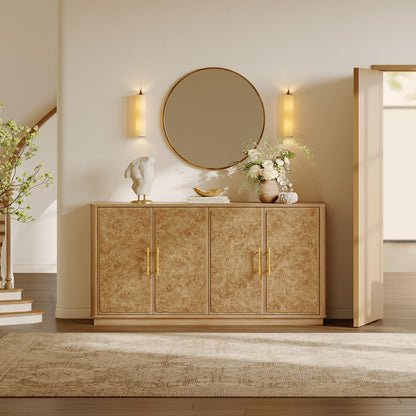 SICOTAS Buffet Cabinet with Storage - Burluxe 59" Sideboard Cabinet with 4 Doors Luxury Burl Storage Cabinet Accent Credenza Large Media Console Table for Living Room Dining Room Entryway Kitchen