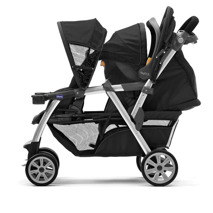 Chicco Cortina Together Double Stroller - Minerale, Black/Silver