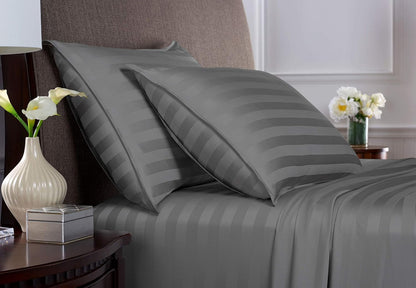 Pure Bamboo Queen Sheets - Luxuriously Soft & Cooling 100% Organic Viscose Bed Set | Jacquard Stone Color